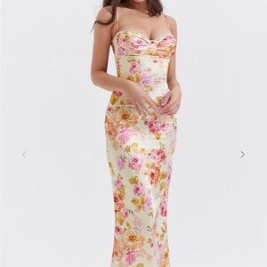 House of CB Josefina Floral Maxi Dress in Pink and Cream